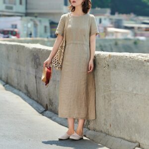 Relaxed Linen Dress Effortless Chic for Sunset Views F924