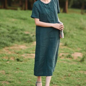 Relaxed Linen Dress Soft and Light for Sunset Views F109