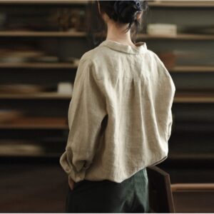 Linen shirts for women linen tunic tops spring custom F54