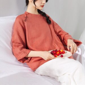 Women s 100 Linen Top long sleeve top summer F302