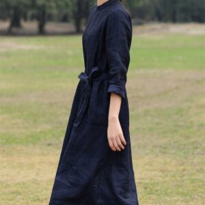 Relaxed Linen Dress Weekend Escape for Sunset Views F015