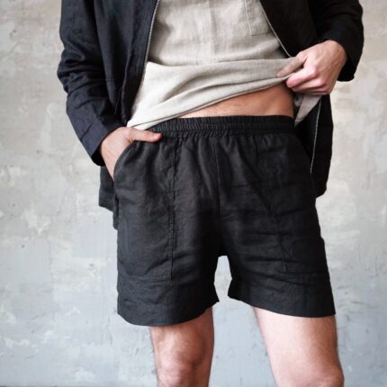 Pleated Linen Pants High-Waist Rise Linen for Men Loose Drape