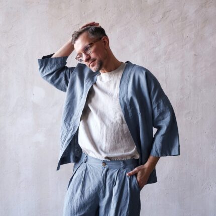 Linen Kimono Minimal Luxe Linen Fabric for Men Classic Draping Slow Living Days