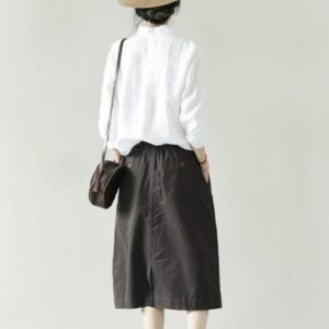Women linen shirts spring summer linen tops white shirt F19
