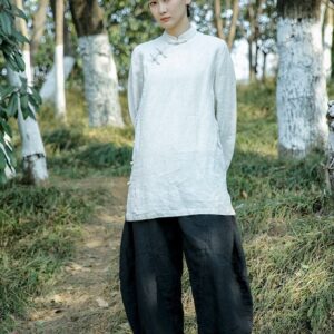Linen Shirt Summer Spring Long Sleeves Boho N07