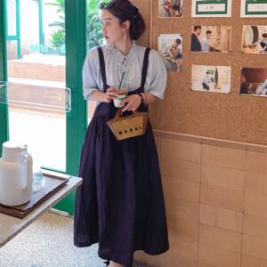 Relaxed Linen Dress Relaxed Fit for Coffee Dates F138