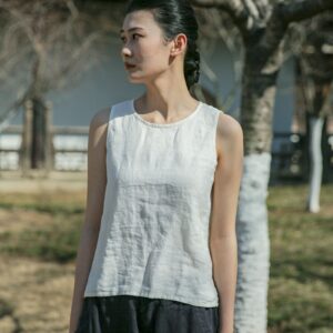 Women summer linen tops sleeveless tops loose lady tank N101