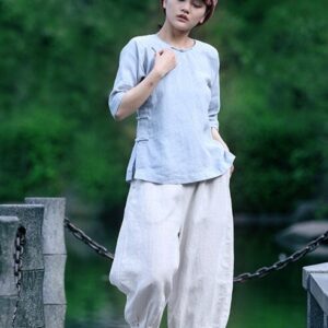 Linen Shirt Summer Vintage Boho 673