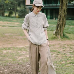 Linen shirts for women linen tunic tops spring summer F524