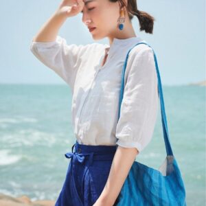 Linen Shirt Boho Casual F244
