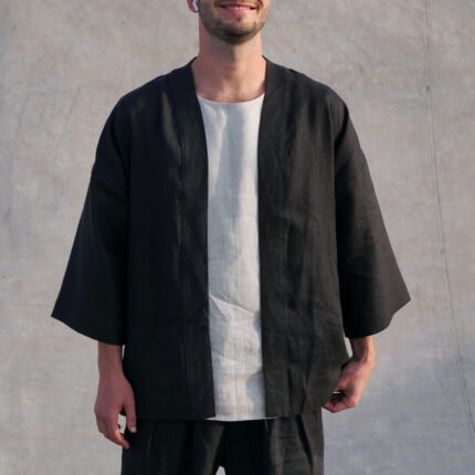 Linen Kimono Natural Layer Linen Fabric for Men Oversized Feel Everyday Poise
