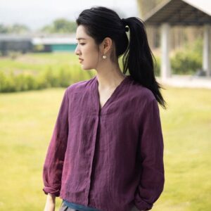 Women linen coat pure linen tunic tops summer linen F03
