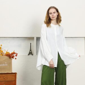 Women s 100 Linen Long Sleeves Tops Loose Casual N321