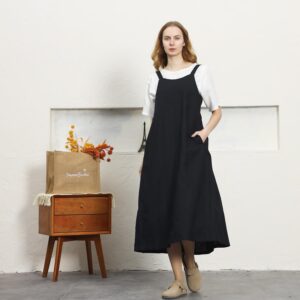 Linen Midi Dress Boho Breeze for Coffee Dates F127