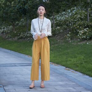 Cotton Pants Beach Vacation Vibe for Coffee Outings F363