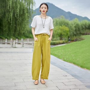 Elastic Waist Pants Summer Breeze for Easy Layers F577