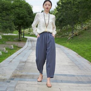 Elastic Waist Pants Casual Sunny Vibes for Beach Walks F026