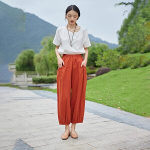 Elastic Waist Pants Beach Vacation Vibe for Weekend Strolls F625